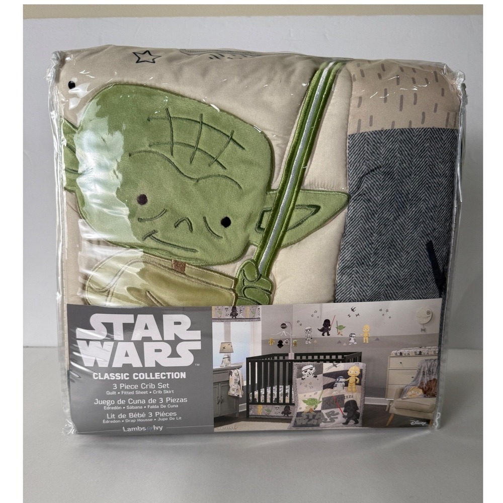 Lambs & Ivy Star Wars The Child 3-Piece Crib Bedding Set Baby Yoda Nursery NEW